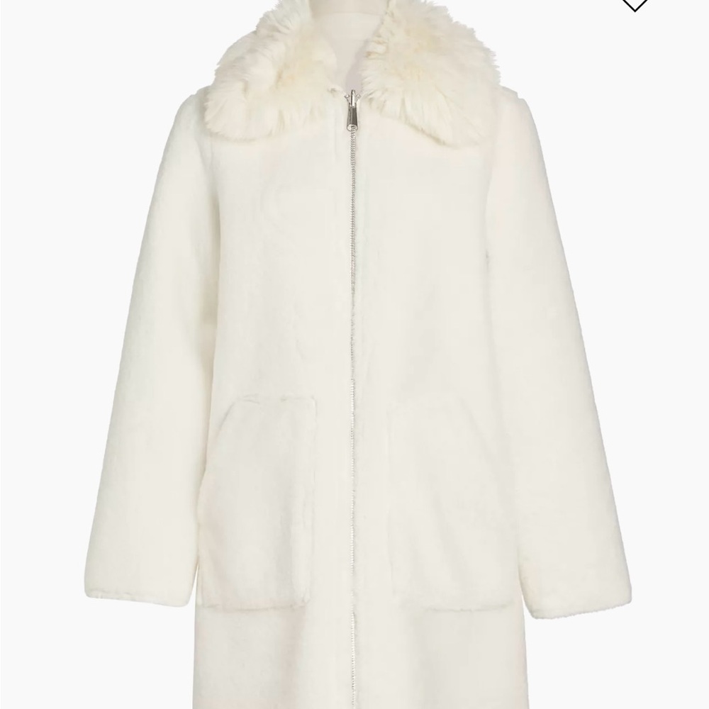 Elegant White Faux Fur Coat